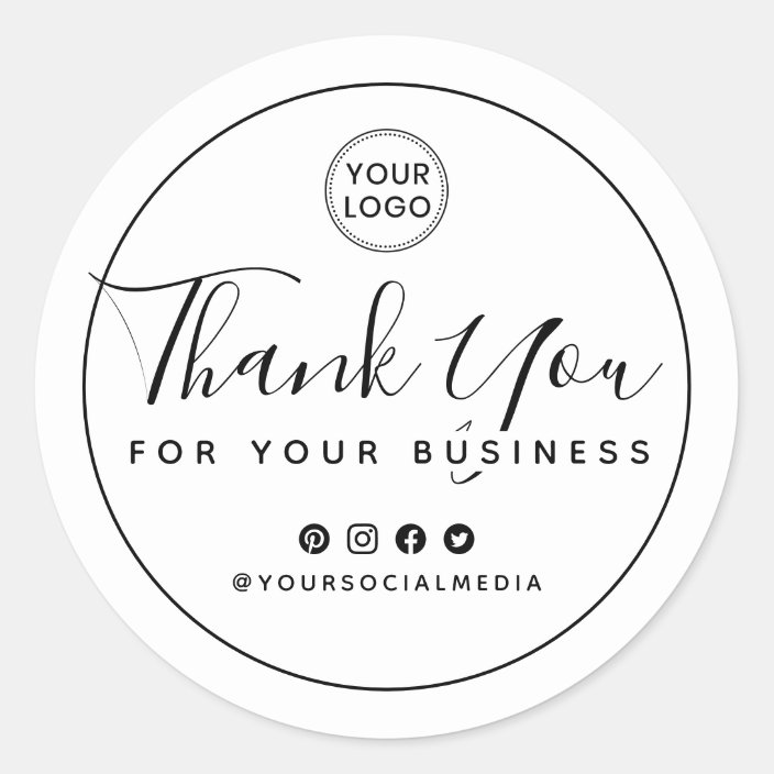 Business thank you for your purchase custom logo classic round sticker ...