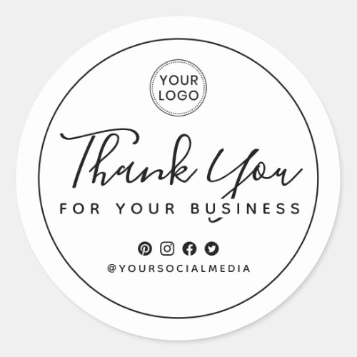 Business thank you for your purchase custom logo classic round sticker