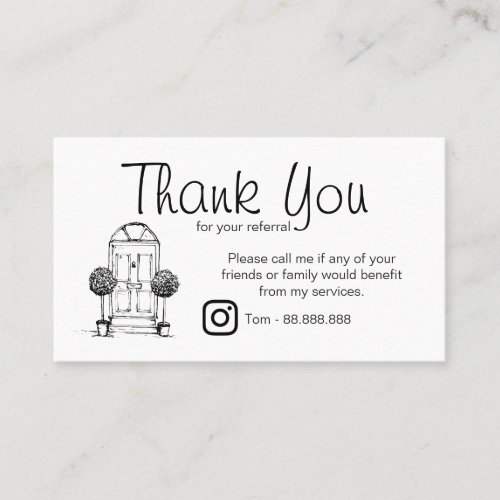 Business Thank You for your referal real estate Business Card