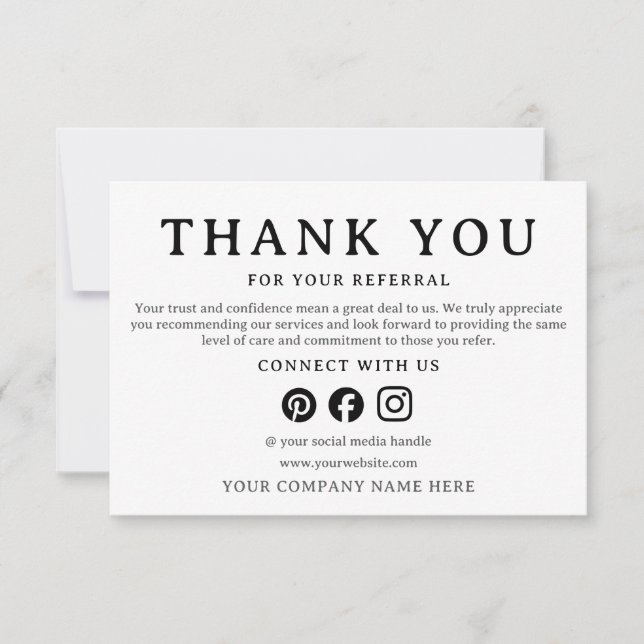  Business Thank You For Your Referral Card (Front)