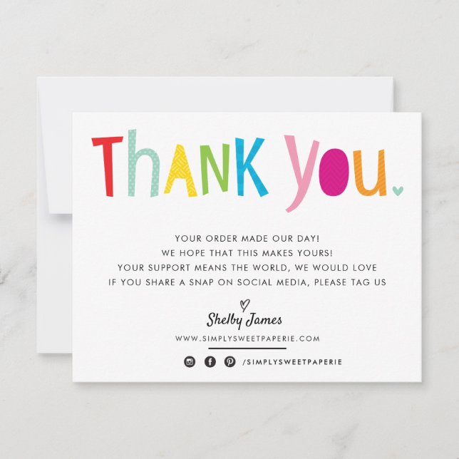 BUSINESS THANK YOU fun bright colorful typography Card (Front)
