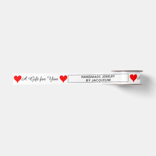 Business Thank You Gift Red Hearts Satin Ribbon