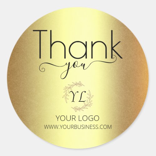 Business Thank You Gold and Black _ Add Logo Classic Round Sticker