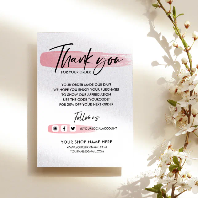 BUSINESS THANK YOU HAND LETTERED AND LOGO ENCLOSURE CARD | Zazzle