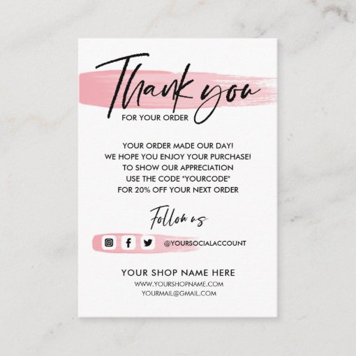 BUSINESS THANK YOU HAND LETTERED QR CODE ENCLOSURE CARD | Zazzle