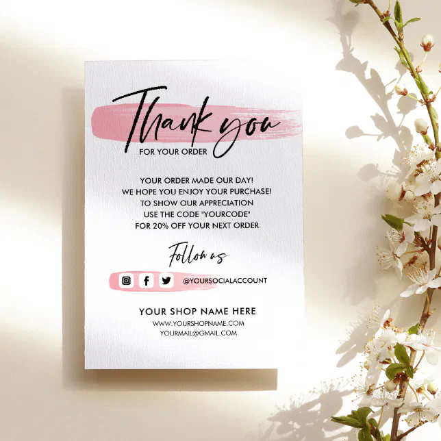 BUSINESS THANK YOU HAND LETTERED QR CODE ENCLOSURE CARD | Zazzle