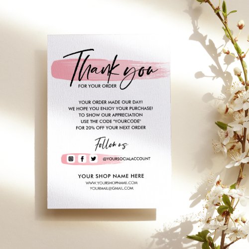BUSINESS THANK YOU HAND LETTERED QR CODE ENCLOSURE CARD