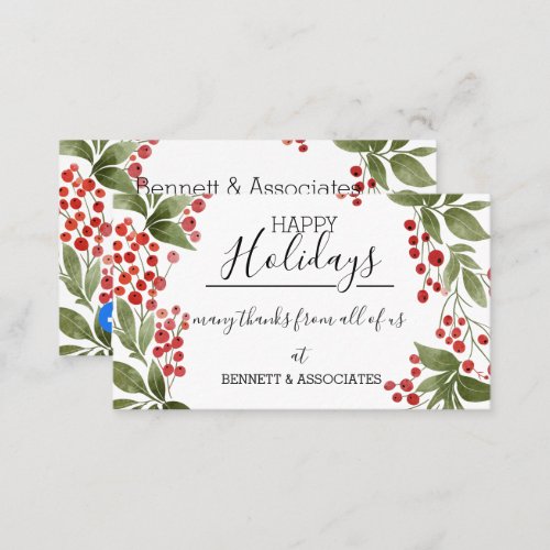 Business Thank You happy holidays christmas tree Business Card