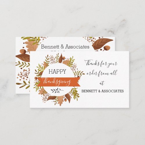 Business Thank You happy thanksgiving autumn fall Business Card