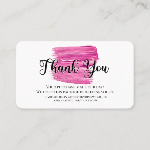 business thank you homemade make_up cosmetic business card