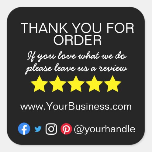 Business Thank You insert card modern packaging Square Sticker