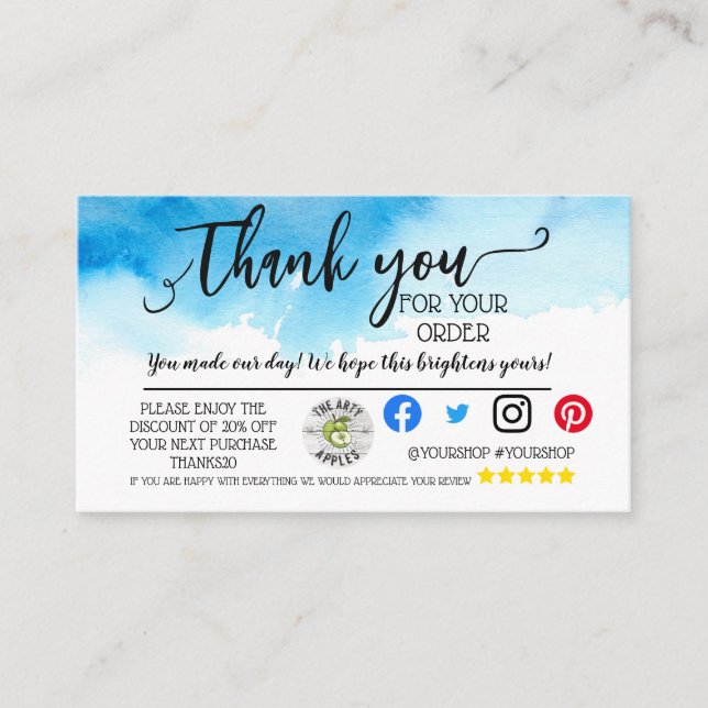 Business Thank You insert card order followup (Front)