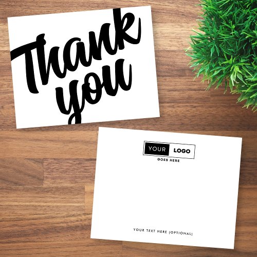 Business Thank You Logo Black  White Bold Script Note Card