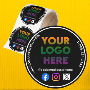 Business Thank You Logo Social Media Classic Round Sticker