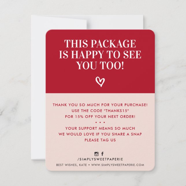 BUSINESS THANK YOU minimal modern bold pink red Card (Front)