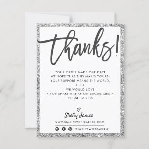 BUSINESS THANK YOU modern black silver glitter