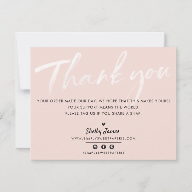 BUSINESS THANK YOU modern blush pink white ink (Front)