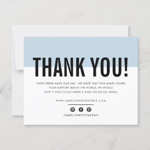BUSINESS THANK YOU modern bold baby blue pale LOGO Card