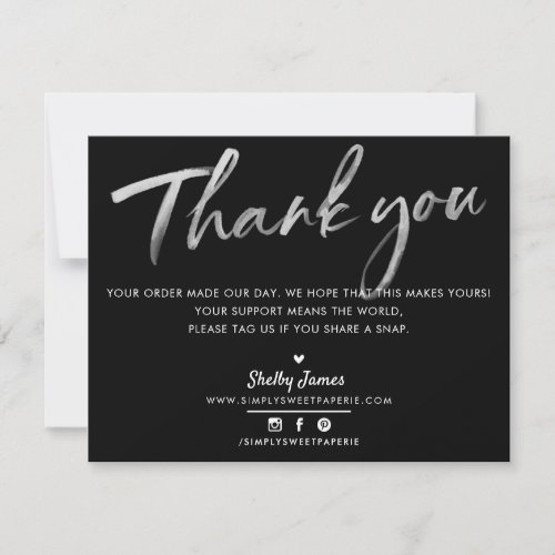 BUSINESS THANK YOU modern chic black white ink