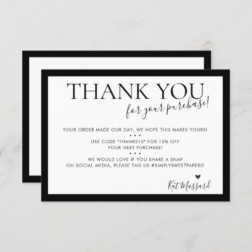 BUSINESS THANK YOU modern chic bold black white