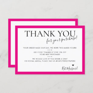 BUSINESS THANK YOU modern chic bold fuschia pink