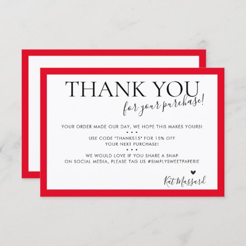 BUSINESS THANK YOU modern chic christmas red