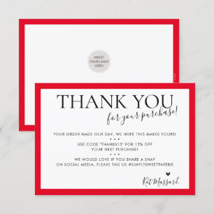 BUSINESS THANK YOU modern chic christmas red Card