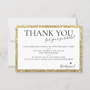 BUSINESS THANK YOU modern chic faux gold glitter