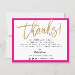 BUSINESS THANK YOU modern chic gold glitter script