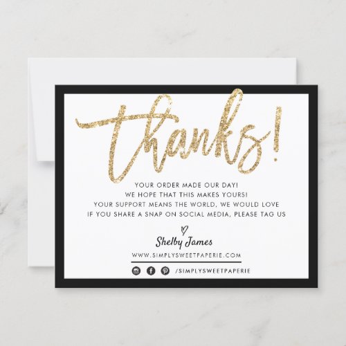 BUSINESS THANK YOU modern chic gold glitter script