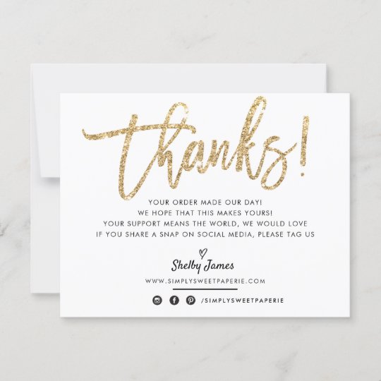 BUSINESS THANK YOU modern chic gold glitter script | Zazzle.com