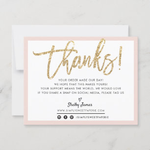 BUSINESS THANK YOU modern chic gold glitter script Card