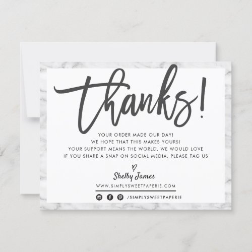 BUSINESS THANK YOU modern chic gray marble black
