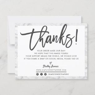 BUSINESS THANK YOU modern chic gray marble black Card
