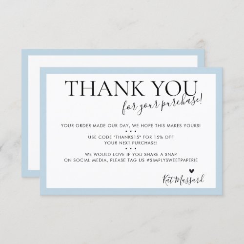 BUSINESS THANK YOU modern chic pale duck egg blue