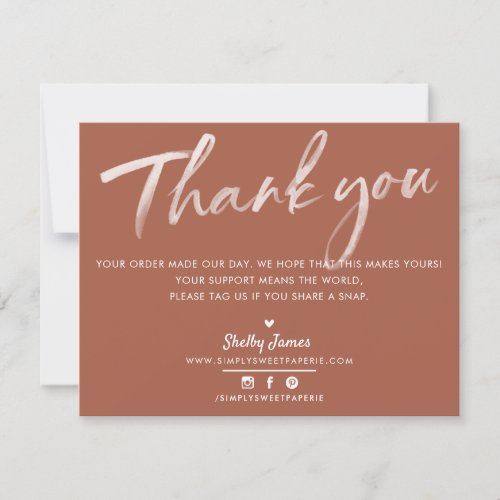 BUSINESS THANK YOU modern clay brown white ink