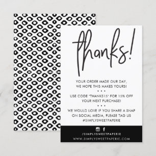 BUSINESS THANK YOU modern custome black white ikat Card