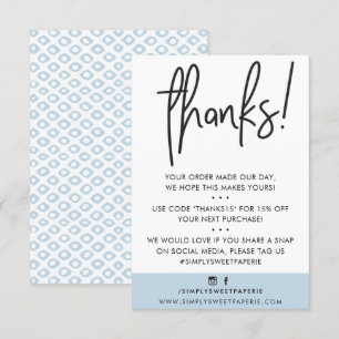 BUSINESS THANK YOU modern customer duck egg ikat Card