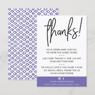 BUSINESS THANK YOU modern customer purple ikat Card