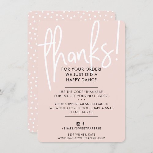 BUSINESS THANK YOU modern font blush pink black