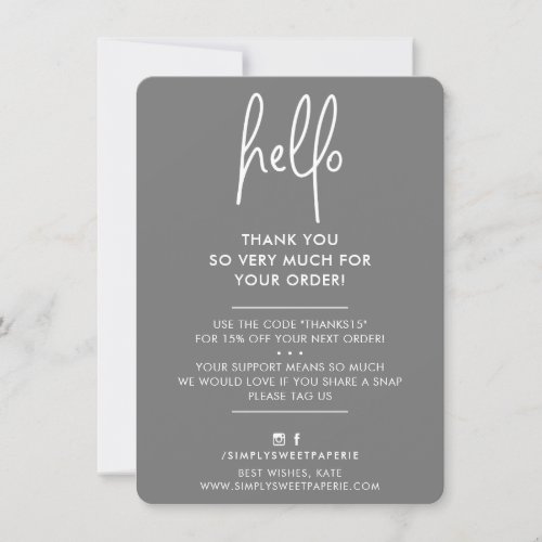 BUSINESS THANK YOU modern hello gray white ink