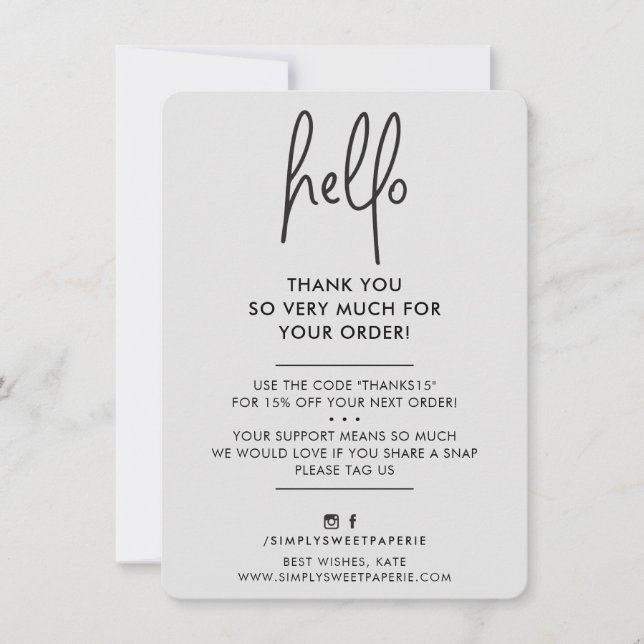 BUSINESS THANK YOU modern hello pale gray black (Front)