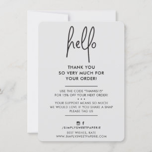BUSINESS THANK YOU modern hello pale gray black Card