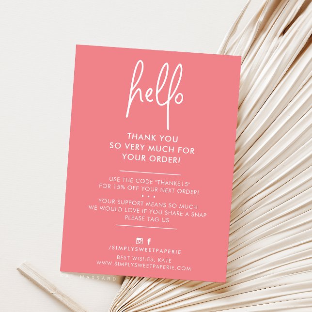 BUSINESS THANK YOU modern hello pretty coral white (Creator Uploaded)