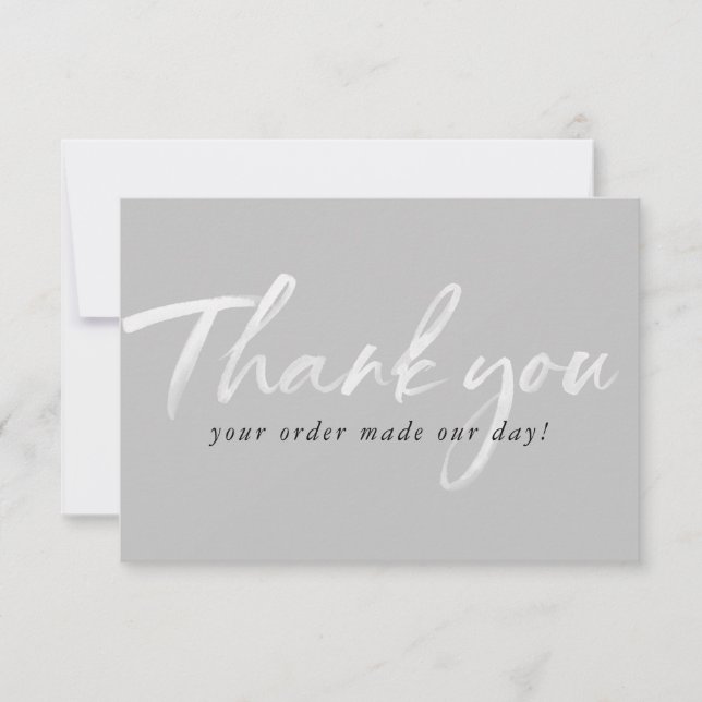 BUSINESS THANK YOU modern ink order insert gray Card (Front)