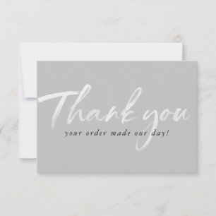 BUSINESS THANK YOU modern ink order insert gray Card