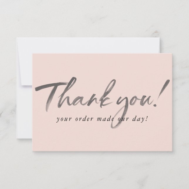 BUSINESS THANK YOU modern ink order insert pink Card (Front)