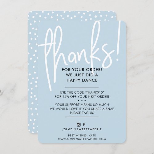 BUSINESS THANK YOU modern lettered baby blue white