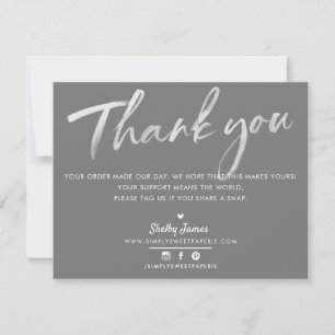 BUSINESS THANK YOU modern medium gray white ink Card