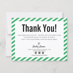 BUSINESS THANK YOU modern minimal green LOGO Card